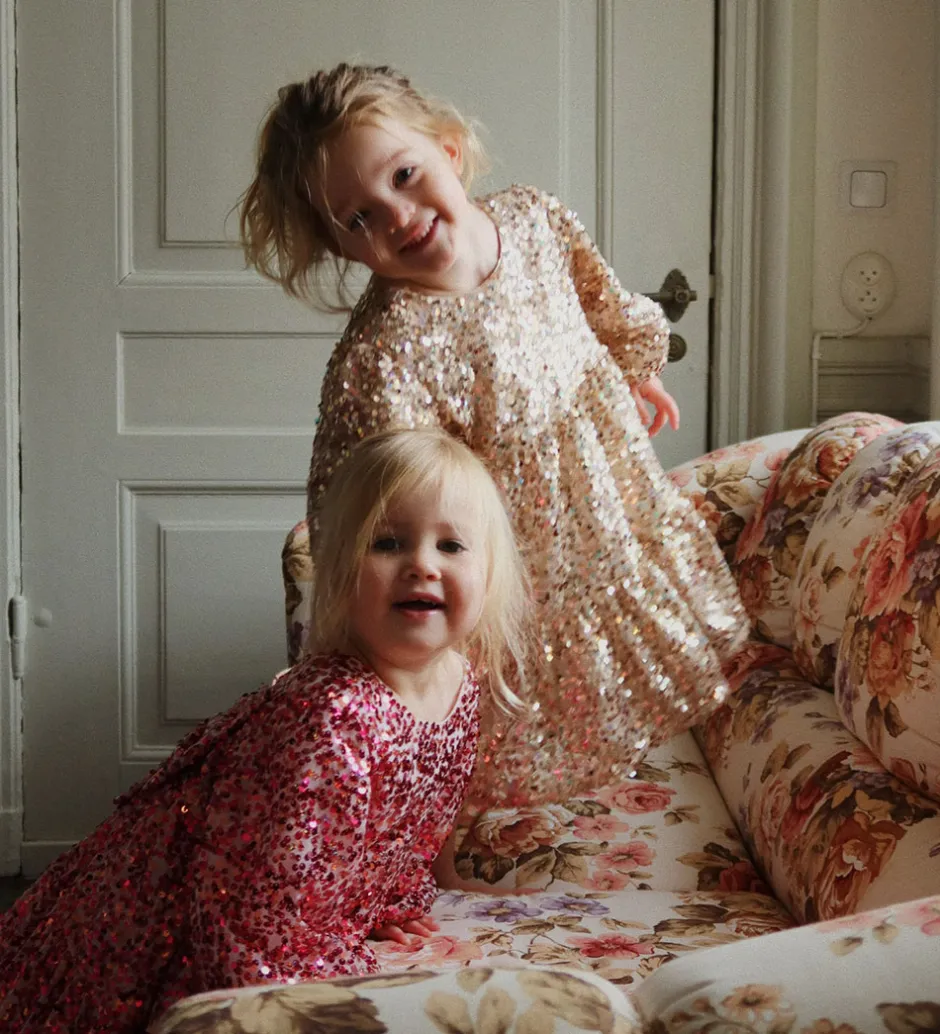 Kjoler|Konges Sløjd Kjole - Lila Sequins Bow - Gold Glitter