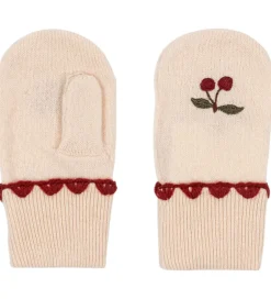 Uld|Handsker Og Luffer|Konges Sløjd Luffer - Uld - Belou - Off White m. Kirsebær