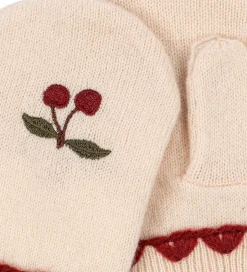 Uld|Handsker Og Luffer|Konges Sløjd Luffer - Uld - Belou - Off White m. Kirsebær