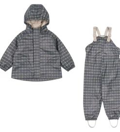 Regntøj|Konges Sløjd Regntøj m. Seler/Fleece - Palme - Laurel Blue Check