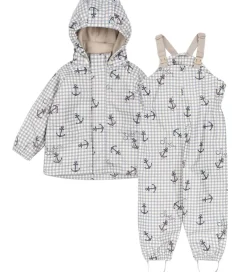 Regntøj|Konges Sløjd Regntøj m. Seler/Fleece - PU - Palme - Sailor Check