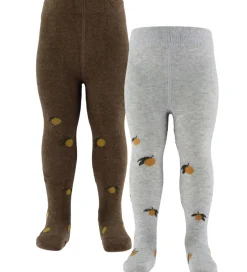 Unisex-Tøj|Strømpebukser|Konges Sløjd Strømpebukser - 2-pak - Jaquard - Lemon