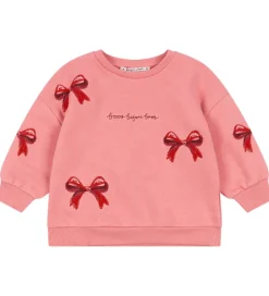 Sweatshirts|Konges Sløjd Sweatshirt - Lou Bow - Strawberry Ice m. Sløjfer