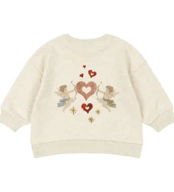 Sweatshirts|Konges Sløjd Sweatshirt - Loupy Lou - Off White Melange m. Engle