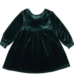 Kjoler|Konges Sløjd Velourkjole - Gia Bow - Pine Grove