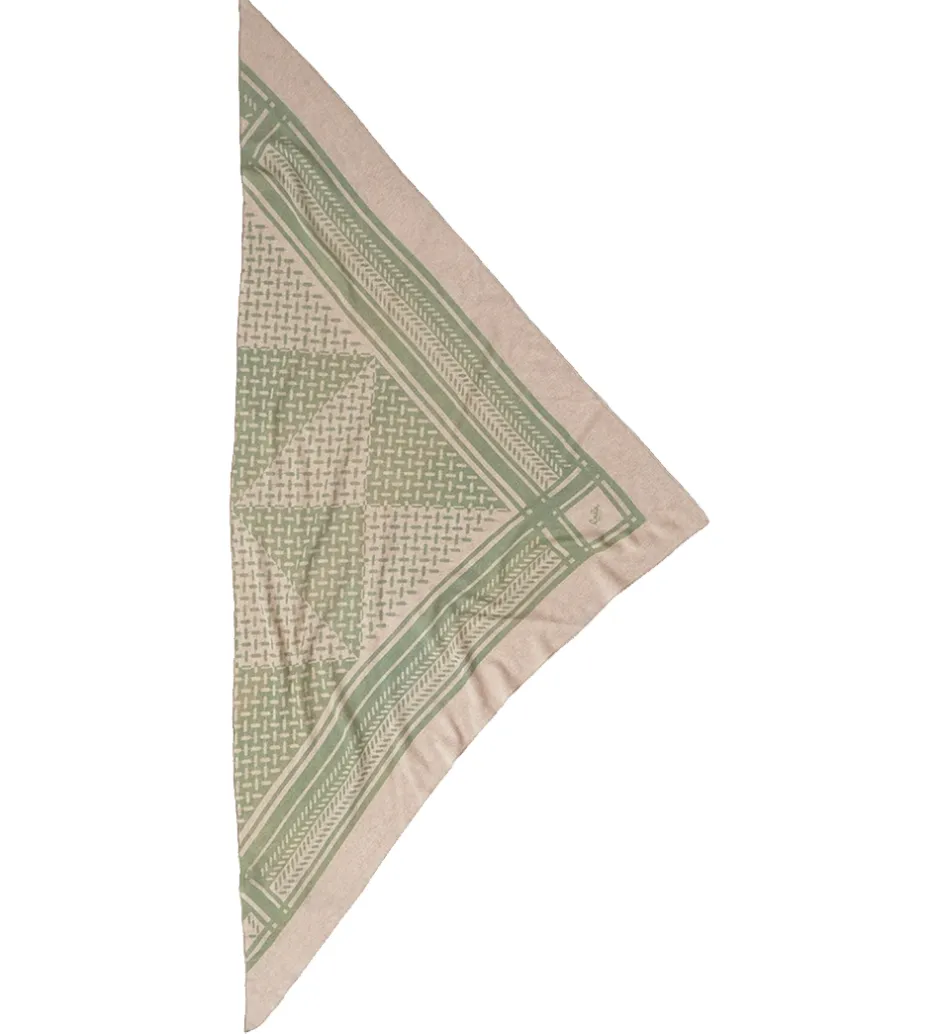 Tørklæder|Lala Berlin Tørklæde - 162x85 - Triangle Puzzle - Dune/Sage