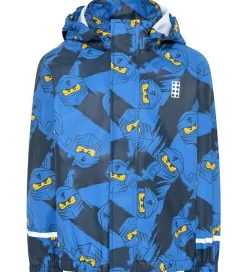 Regntøj|LEGO® Wear LEGO® Ninjago Regnjakke - PU - Jonathan 103 - Blå m. Ninjaer