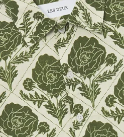 Skjorter|Les Deux Skjorte - Lesley Flower Tile - Vintage Green/Ivory