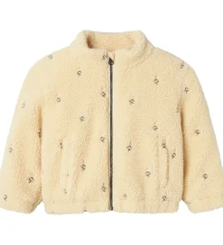 Fleece|Lil Atelier Lil' Atelier Fleecejakke - NmfNalo - Bleached Sand m. Blomster
