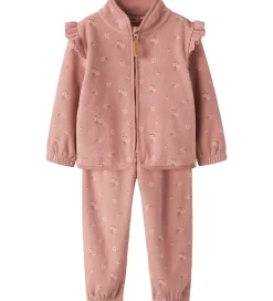 Fleece|Lil Atelier Lil' Atelier Fleecesæt - NmfLaspektra - Misty Rose m. Blomster