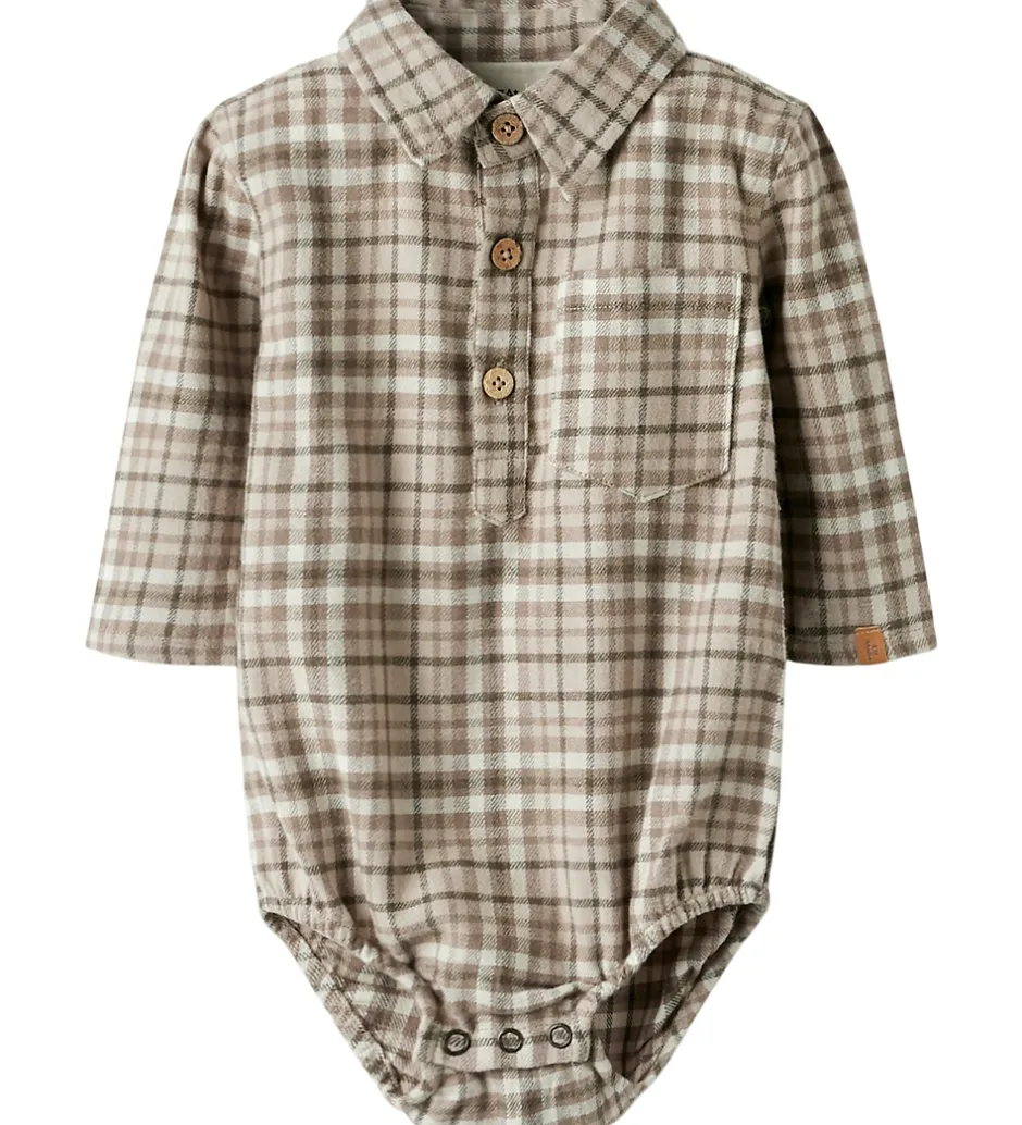 Bodyer|Lil Atelier Skjortebody l/æ - NbmRebel - Sepia Tint