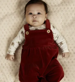 Juletøj|Bukser Og Jeans|Lil Atelier Lil' Atelier Smækbukser - Velour - NbfSaga - Red Dahlia