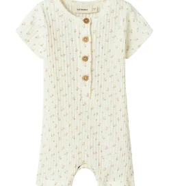 Sommerdragter|Lil Atelier Lil' Atelier Sommerdragt - Rib - NbfHulla - Coconut Milk m. Blom