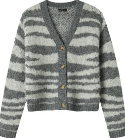 Cardigans|LMTD Cardigan - NlfNulos - Kort Strik - Dark Grey Melange