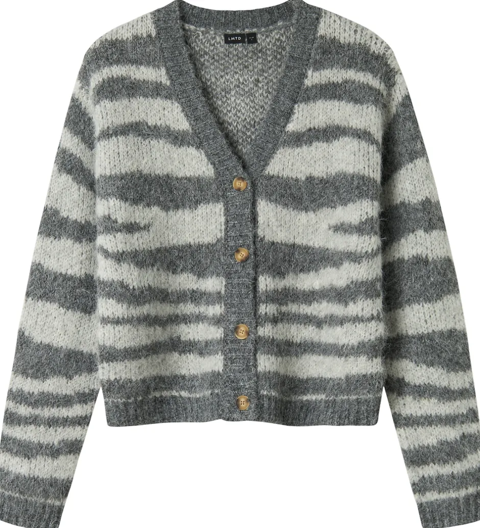 Cardigans|LMTD Cardigan - NlfNulos - Kort Strik - Dark Grey Melange
