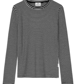 Bluser|Mads Nørgaard Bluse - Rib - Viskose - Talika - Black/Vanilla Ice