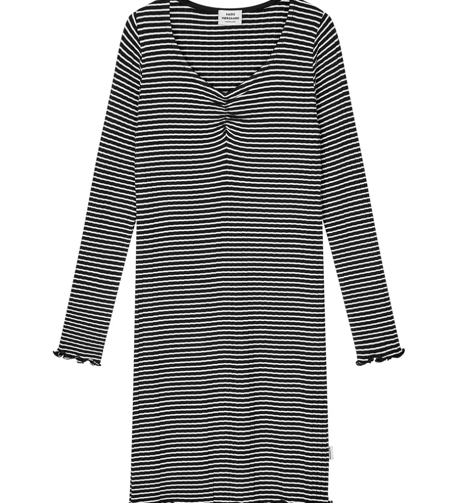 Kjoler|Mads Nørgaard Kjole - Rib - Viskose - Tikina - Black/Vanilla Ice
