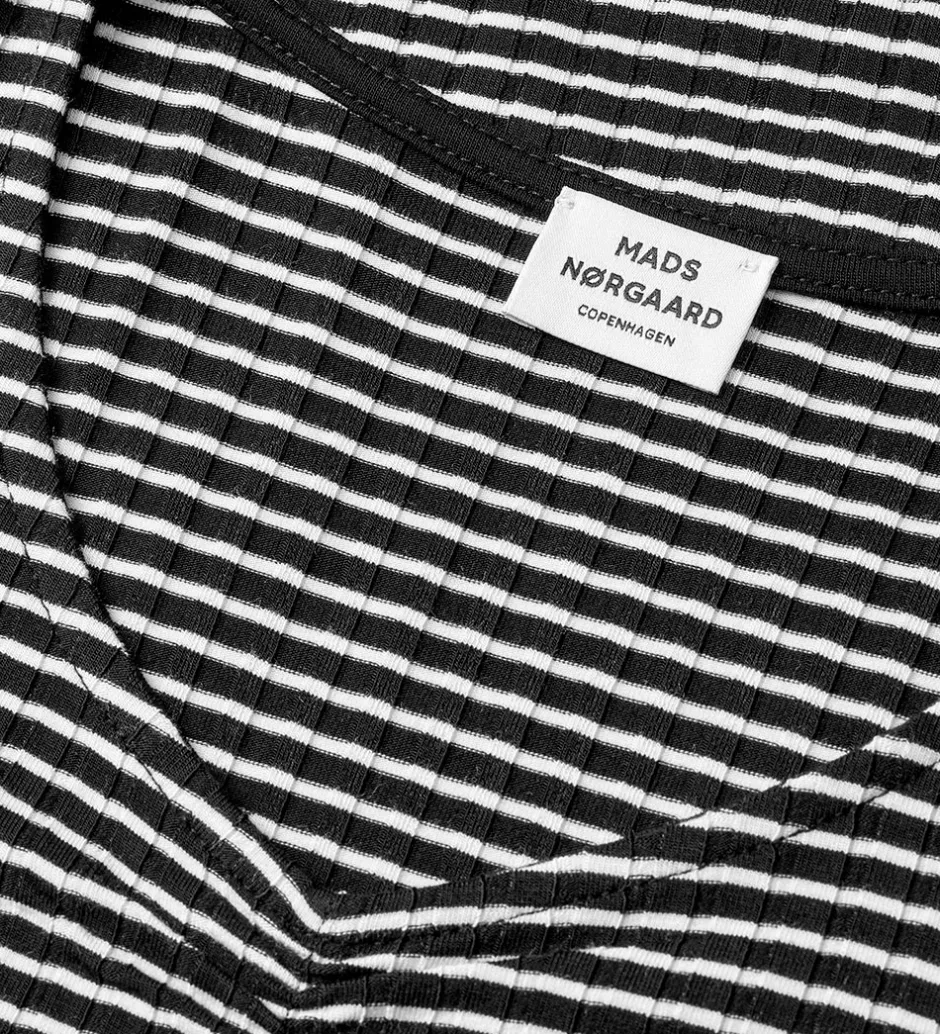 Kjoler|Mads Nørgaard Kjole - Rib - Viskose - Tikina - Black/Vanilla Ice