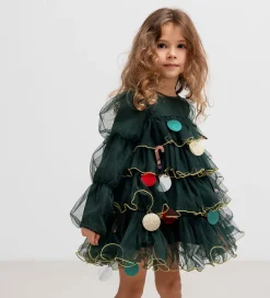 Kjoler|Juletøj|MarMar Kjole - Tyl - December - Dark Leaf