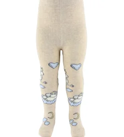 Strømpebukser|MarMar Strømpebukser - Jacquard - Moomin - Beige Meleret