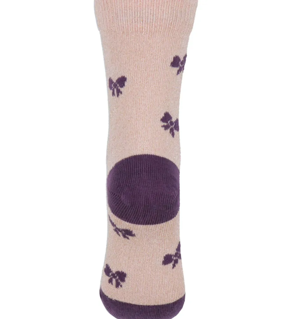 Strømper|Melton Strømper - Glimmer - Crystal Pink m. Sløjfer