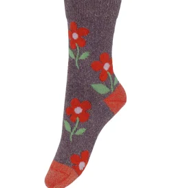 Strømper|Melton Strømper - Glimmer - Hortensia m. Blomster