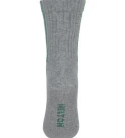 Strømper|Melton Strømper - Lysegråmeleret m. Striber