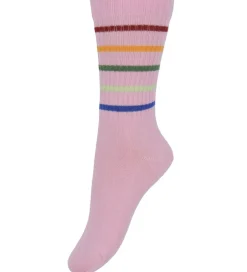 Strømper|Melton Strømper - Pink Nectar m. Striber