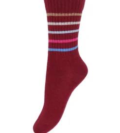 Strømper|Melton Strømper - Sundried Tomato m. Striber