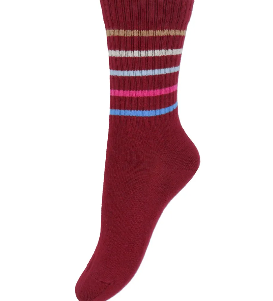 Strømper|Melton Strømper - Sundried Tomato m. Striber