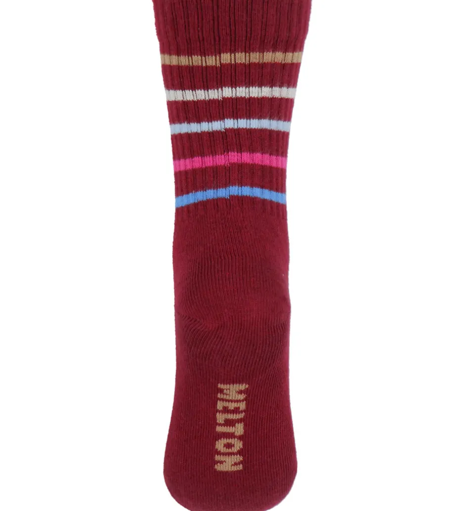 Strømper|Melton Strømper - Sundried Tomato m. Striber