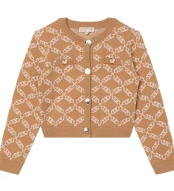 Striktrøjer|Michael Kors Cardigan - Cropped - Strik - Dark Stone/Hvid m. Møn