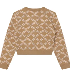 Striktrøjer|Michael Kors Cardigan - Cropped - Strik - Dark Stone/Hvid m. Møn