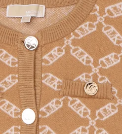 Striktrøjer|Michael Kors Cardigan - Cropped - Strik - Dark Stone/Hvid m. Møn