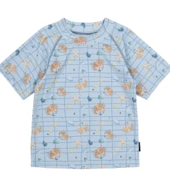 Badetøj|Mikk-Line Badebluse - UV50+ - Faded Denim m. Tern/Print