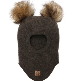 Elefanthuer|Mikk-Line Elefanthue - Uld - 1-lags - Dark Brown Melange m. Kvas