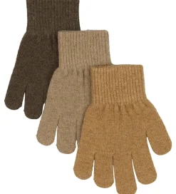Handsker Og Luffer|Mikk-Line Handsker - Uld/Polyamid - 3-pak - Chocolate Chip-Melan