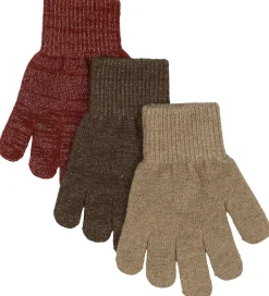 Handsker Og Luffer|Mikk-Line Handsker - Uld/Polyamid - 3-pak - Apple Butter-Chocola