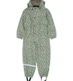 Regntøj|Mikk-Line Regndragt m. Fleece - PU - Iceberg Green m. Print