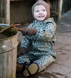 Regntøj|Mikk-Line Regndragt m. Fleece - PU - Iceberg Green m. Print