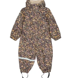Unisex-Tøj|Regntøj|Mikk-Line Regndragt m. For - PU - Raisin m. Blomster