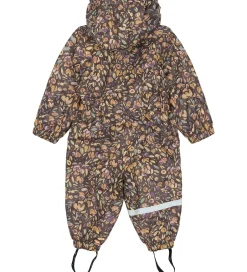 Unisex-Tøj|Regntøj|Mikk-Line Regndragt m. For - PU - Raisin m. Blomster