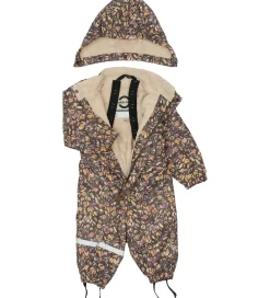 Unisex-Tøj|Regntøj|Mikk-Line Regndragt m. For - PU - Raisin m. Blomster