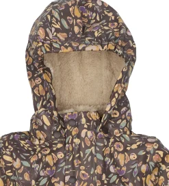 Unisex-Tøj|Regntøj|Mikk-Line Regndragt m. For - PU - Raisin m. Blomster