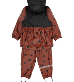 Regntøj|Mikk-Line Regntøj m. Seler - PU - Henna m. Mariehøne