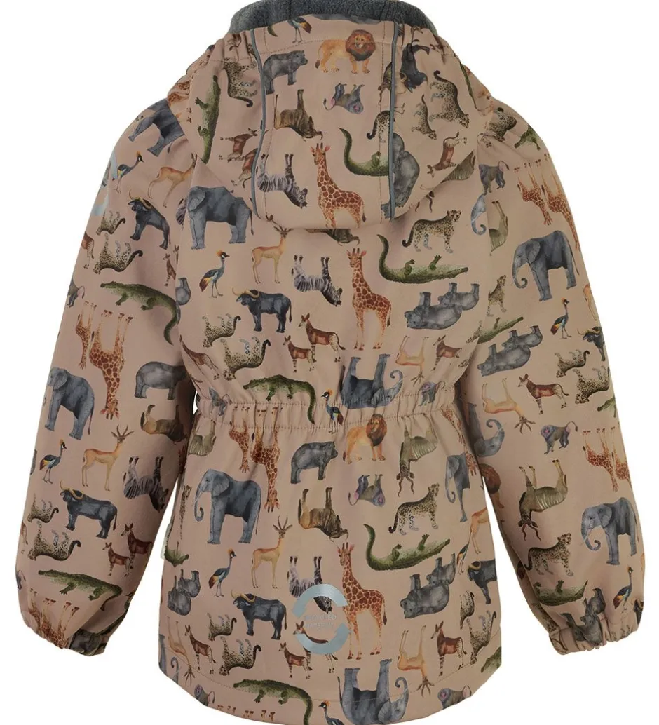 Softshell|Mikk-Line Softshelljakke m. Fleece - Recycled - Nougat m. Dyr