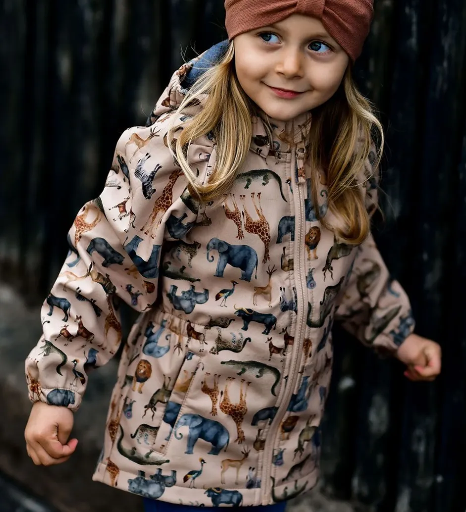 Softshell|Mikk-Line Softshelljakke m. Fleece - Recycled - Nougat m. Dyr