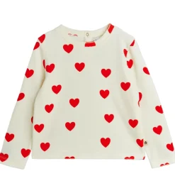 Bluser|Mini Rodini Bluse - Velour - Hearts - Hvid