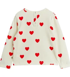 Bluser|Mini Rodini Bluse - Velour - Hearts - Hvid