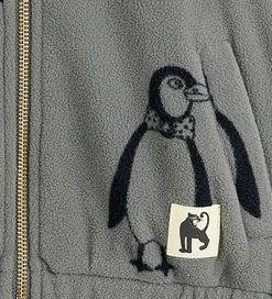 Fleece|Mini Rodini Fleecejakke - Penguin - Grå